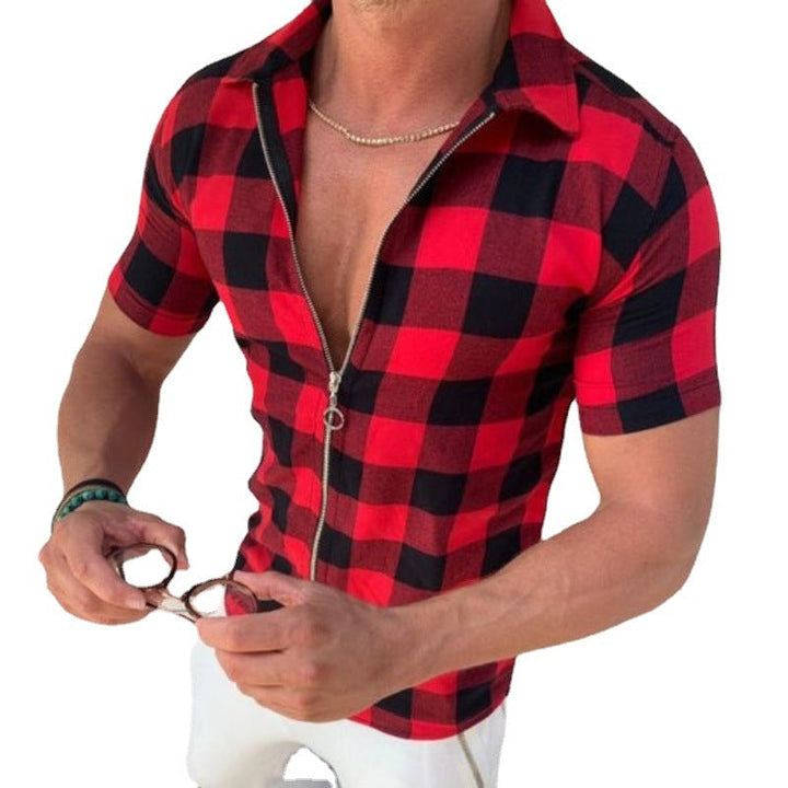 Men's Short Sleeve Shirt with Zipper Lune London