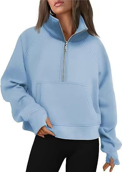 Women's sweatshirt with high collar and half-zip Lune London