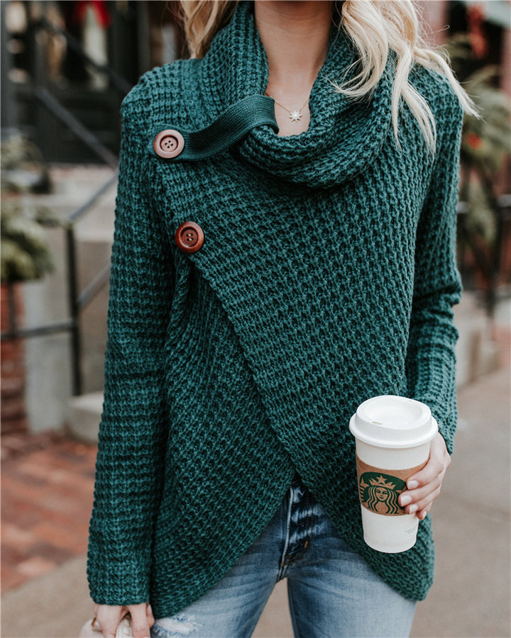 Women's knit jacket with asymmetrical closure and comfortable collar Lune London