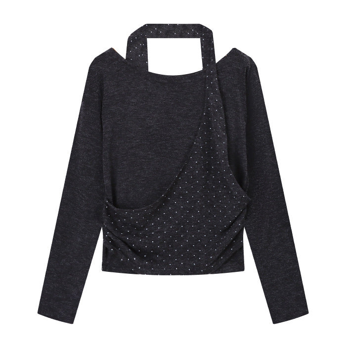Women's long sleeve top with asymmetric cut and decorative details Chic & Stil