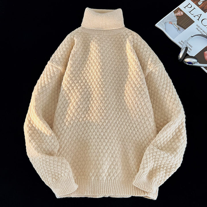 Pull femme en grosse maille avec col montant Lune London
