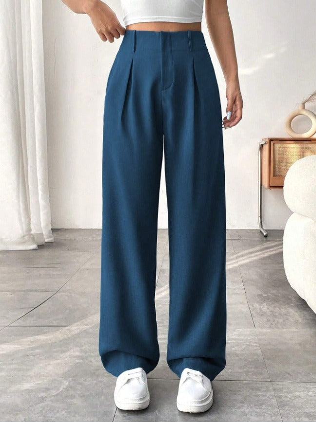 High-waisted wide trousers for women with pleats Lune London