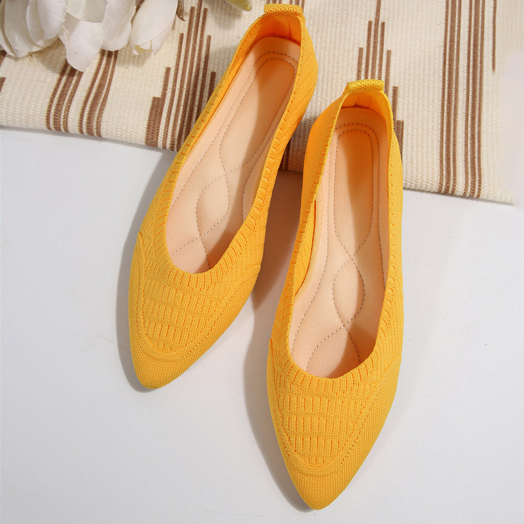 Women pointed toe ballet flats in structured knit Lune London