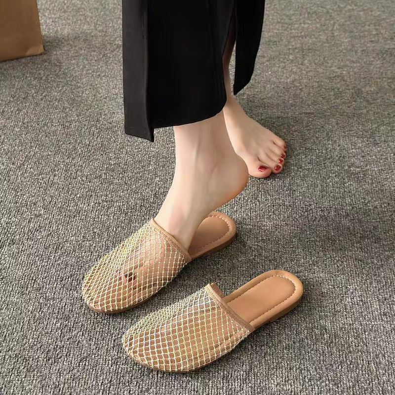 Strappy mules for women with rhinestone embellishment Lune London