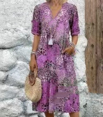 Casual midi dress for women with side pockets Lune London