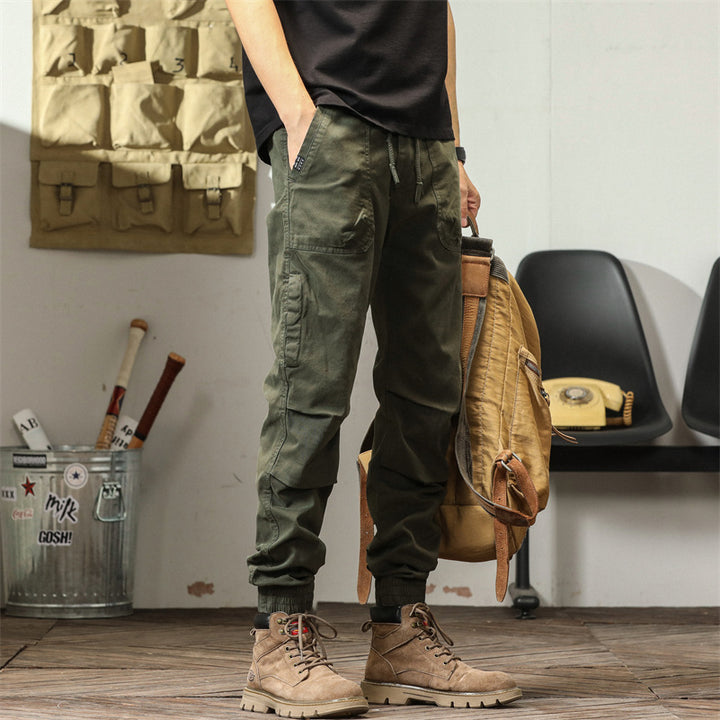 Pantalons cargo confortables pour hommes avec taille élastique et poches multifunctionnelles Lune London