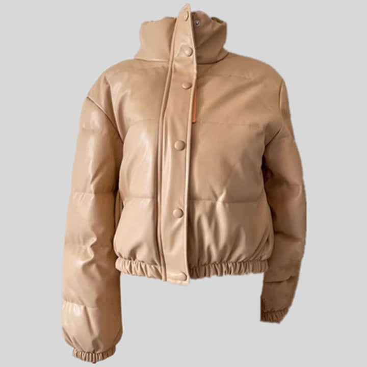 Ladies Quilted Jacket in Faux Leather Lune London