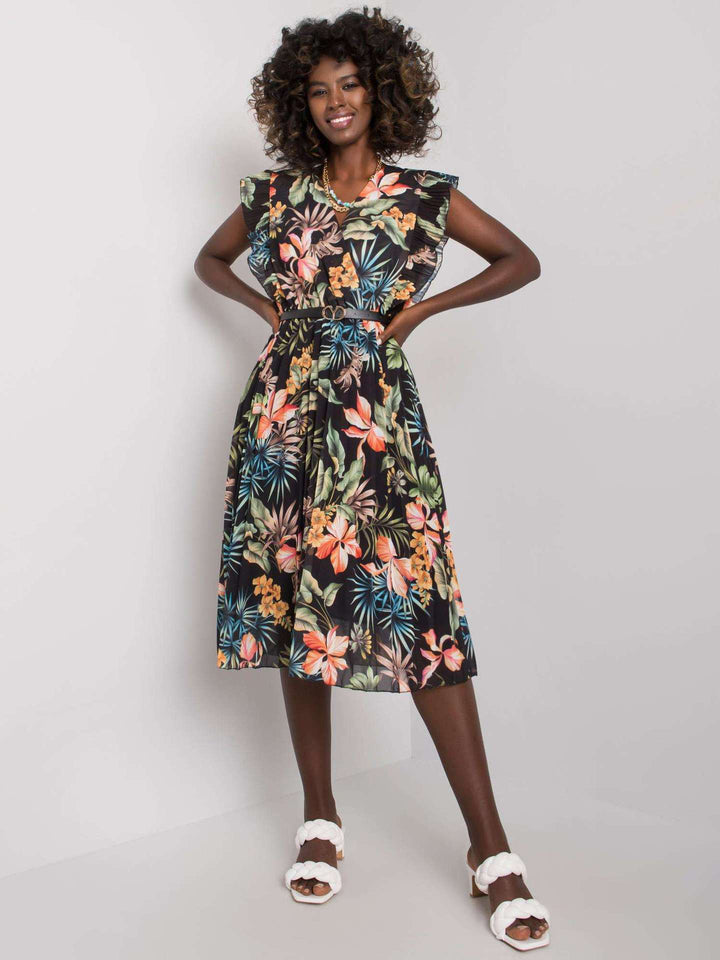 Lune London Floral Pattern Ruffle Midi Dress for Ladies