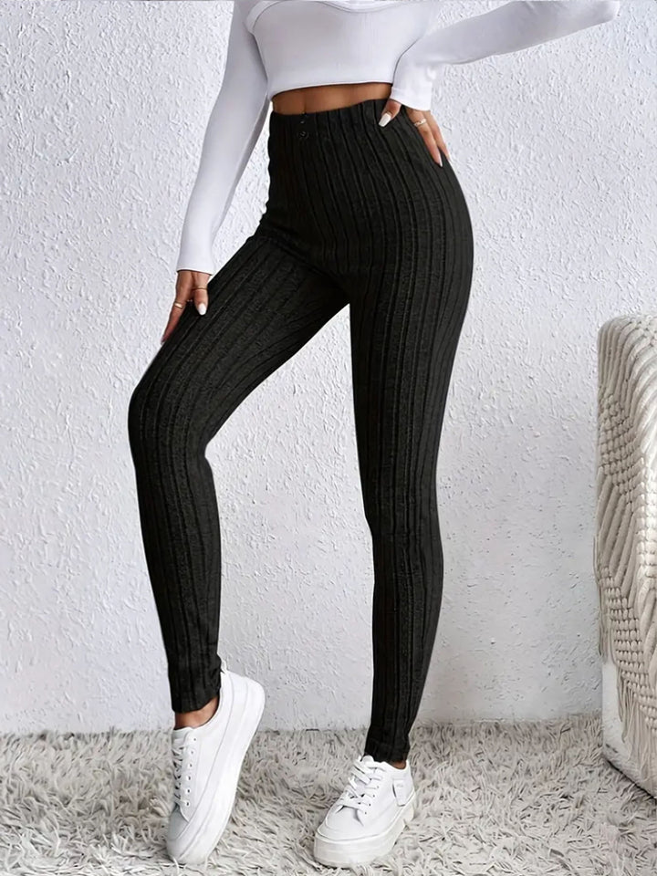 Leggings côtelés tricotés taille haute pour femmes Chic & Stil