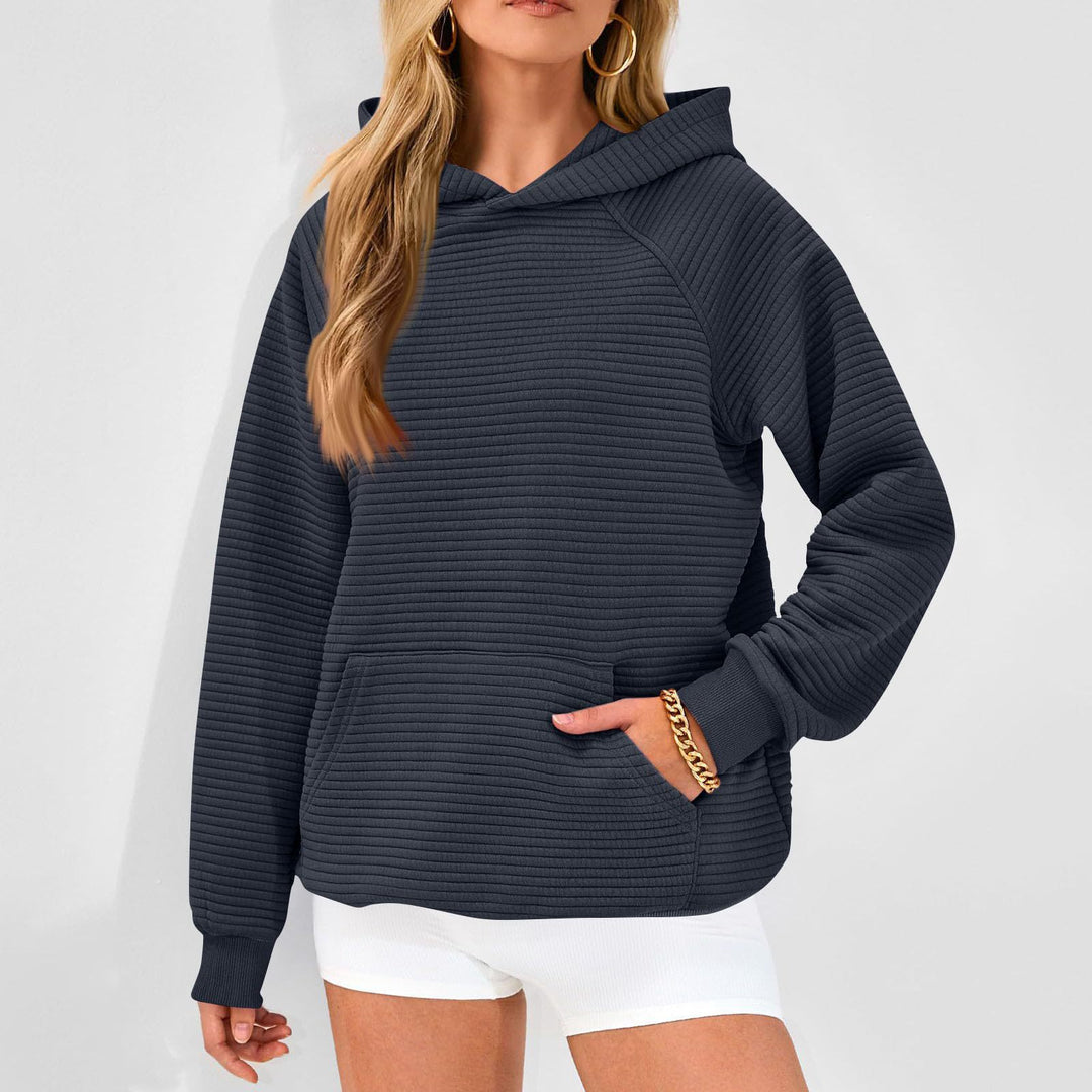 Cozy honeycomb sweater for women with hood and kangaroo pocket Lune London