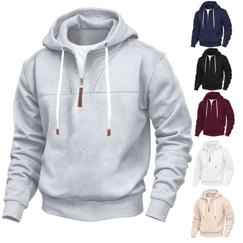 Sporty hoodie for men with half-zip and robust contrasting details Lune London