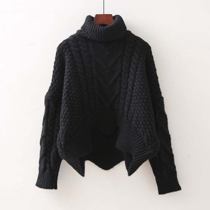 Chunky knit sweater for women with high collar and twisted pattern Lune London