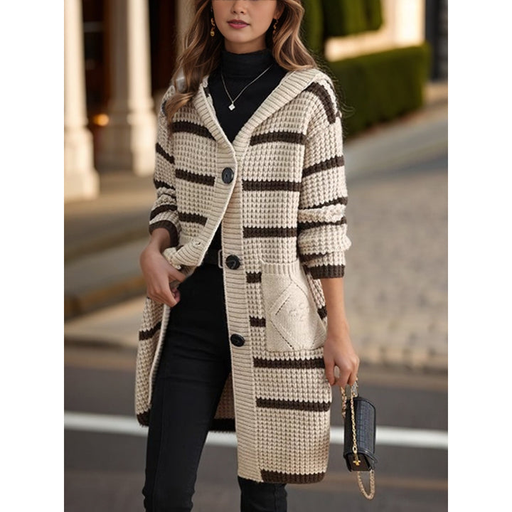 Knitted coat for women with hood and pockets Lune London