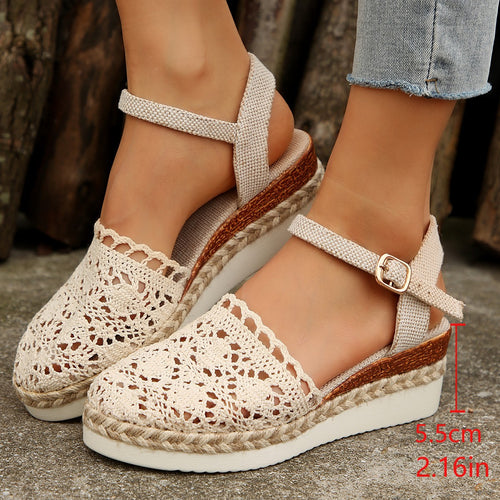 Dames espadrilles à brides chevilles en crochet Lune London
