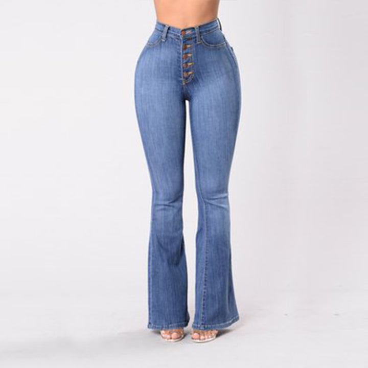 High waist bootcut jeans for women with vintage effects Lune London