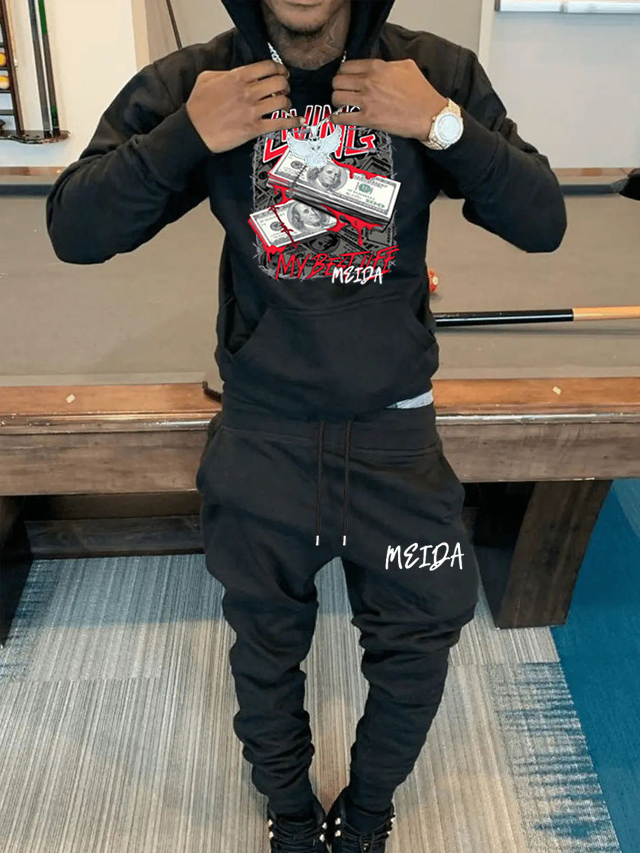 Women's sporty sweatshirt and jogger pants set with creative print Lune London