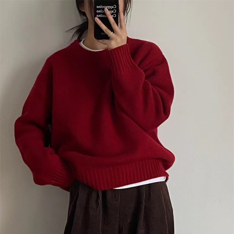 Pull surdimensionné et confortable pour femmes avec encolure ronde et texture de tricot familière Chic & Stil
