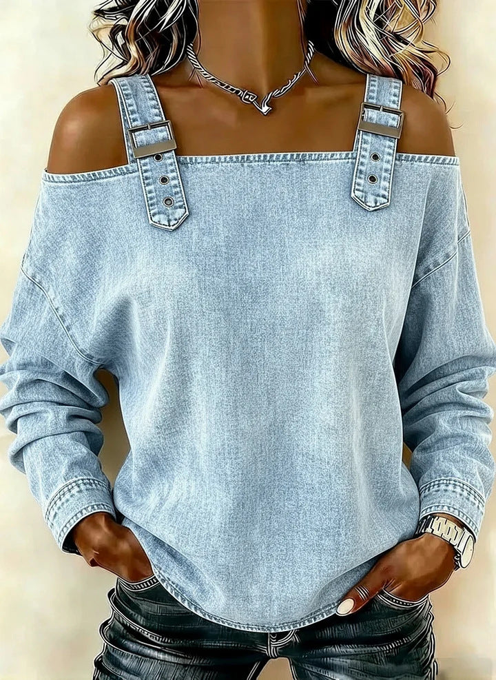 Women's casual sweatshirt with decorative shoulder details Chic & Stil