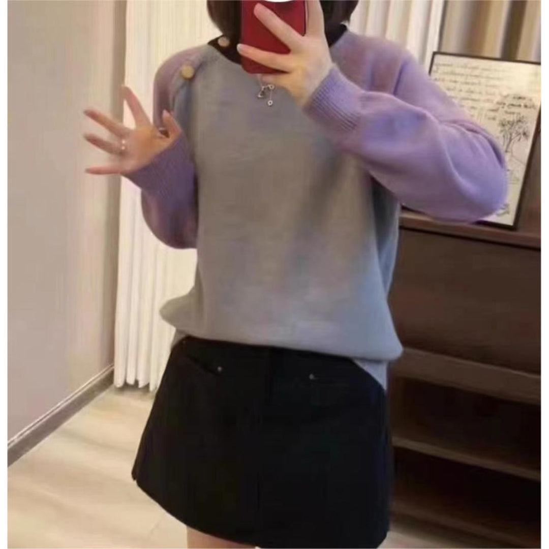 Pull en tricot confortable pour femmes avec de gros boutons Chic & Stil