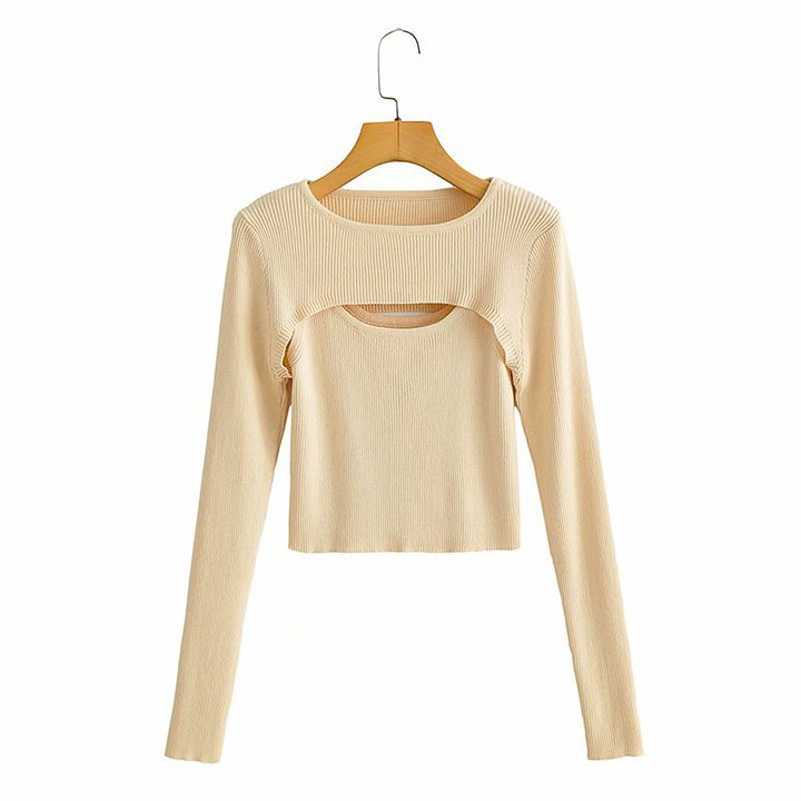 Crop Top à Manches Longues pour Femme avec Design Découpé Sophistiqué Chic & Stil