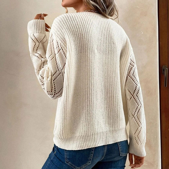 Pull en tricot pour femmes avec col en V et poches plaquées Chic & Stil