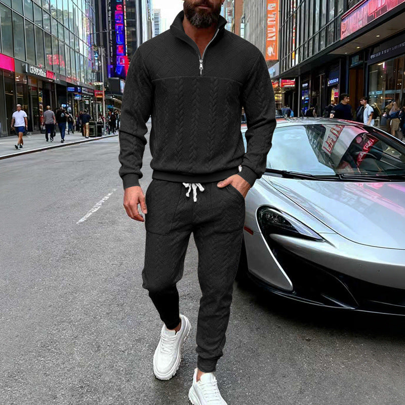 Sport leisure set for men in structured terry fabric with side zippered pockets Lune London