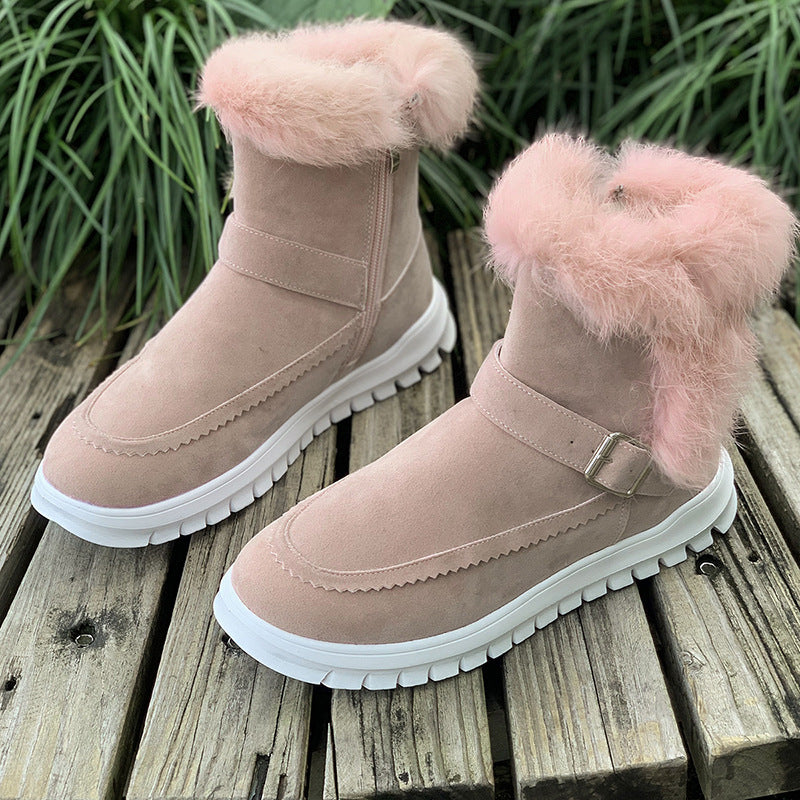Warm lined boots for women with trendy fur trim Lune London