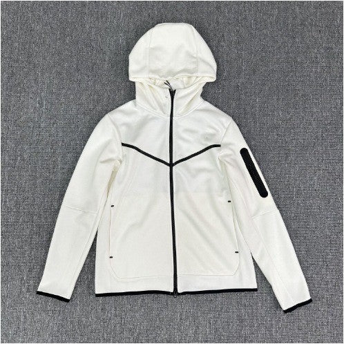 Sporty fleece jacket for men with adjustable hood and functional zip pockets Lune London