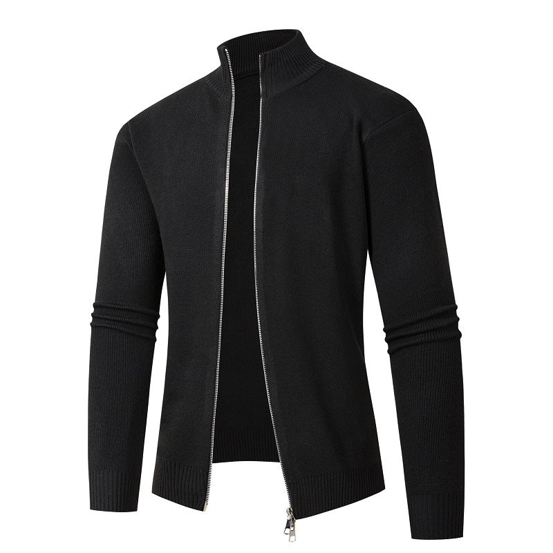 Knitted men's jacket with high collar and zipper Lune London