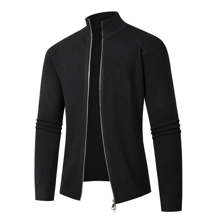 Knitted men's jacket with high collar and zipper Lune London