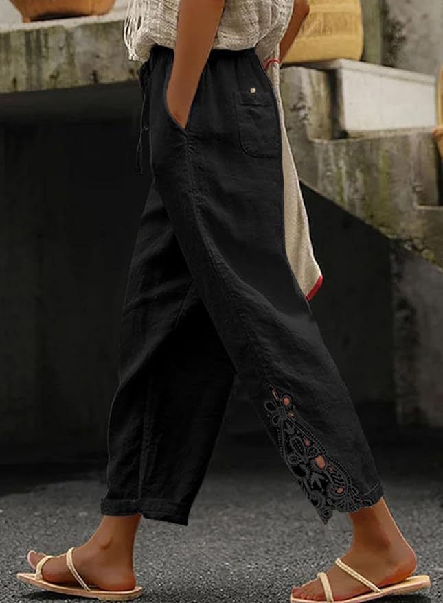 Leisure pants for women with elaborate embroidery Lune London