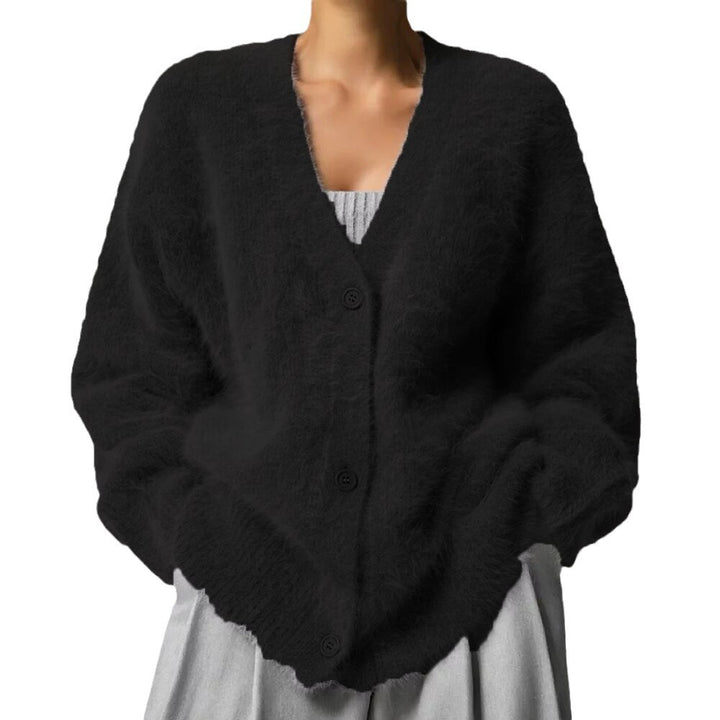 Cardigan confortable pour femmes en mélange de mohair avec fermeture à boutons Chic & Stil