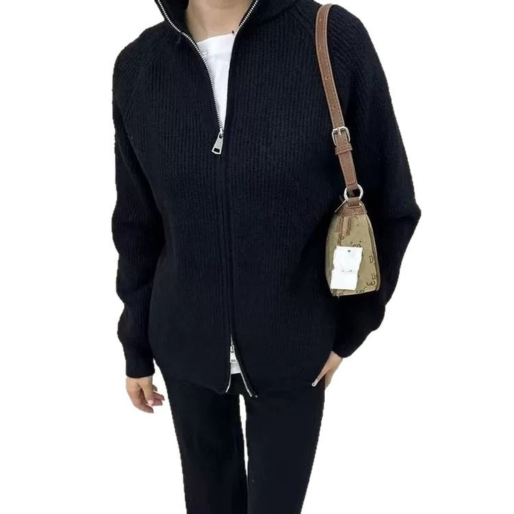 Cardigan élégant pour femme avec fermeture éclair et pantalons assortis Chic & Stil