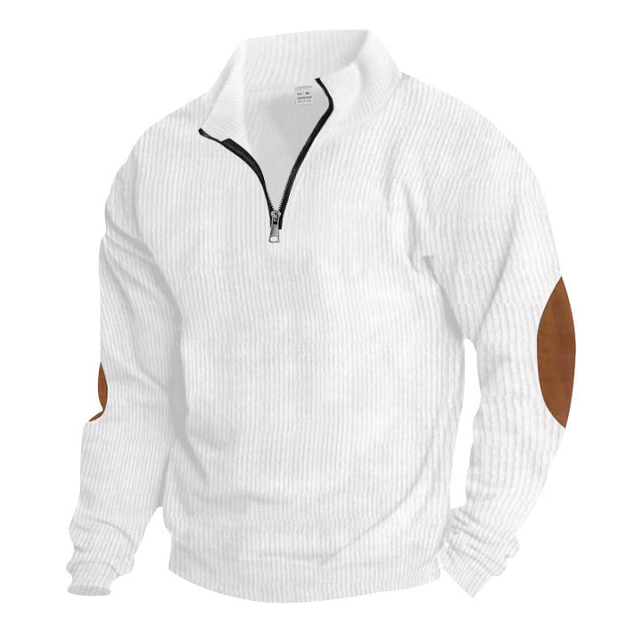 Men's sweater with high collar and leather applications Lune London