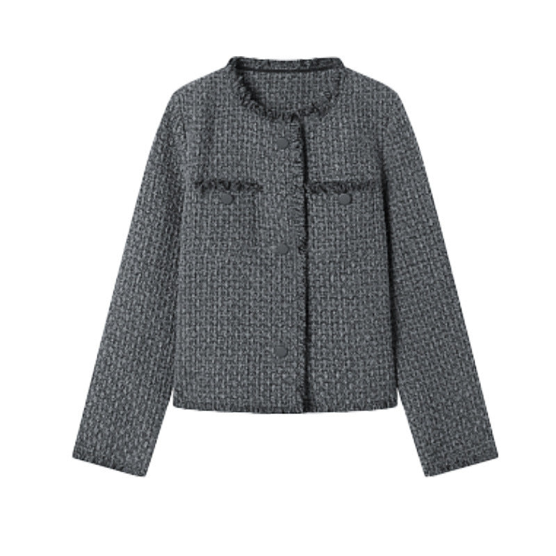 Trendy boucle blazer for women with an elegant cut and chic pockets
