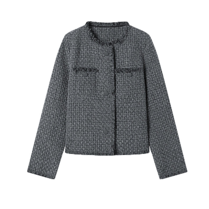 Trendy boucle blazer for women with an elegant cut and chic pockets