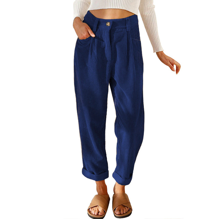 Wide corduroy pants for women with decorative pleats and practical pockets Lune London