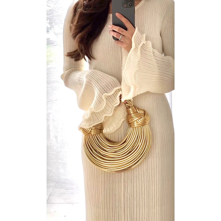 Elegant knitted dress for women with lace details and long sleeves Lune London