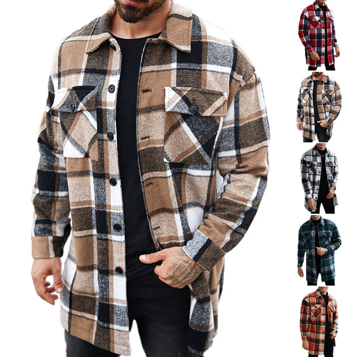 Flannel shirt jacket for men with a checked design and practical pockets Lune London