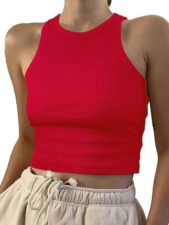 Women's sporty crop top with elastic rib design Lune London