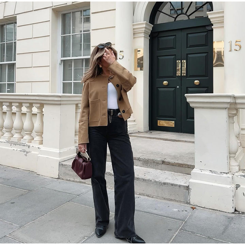 Elegant suede jacket for women with button closure Lune London
