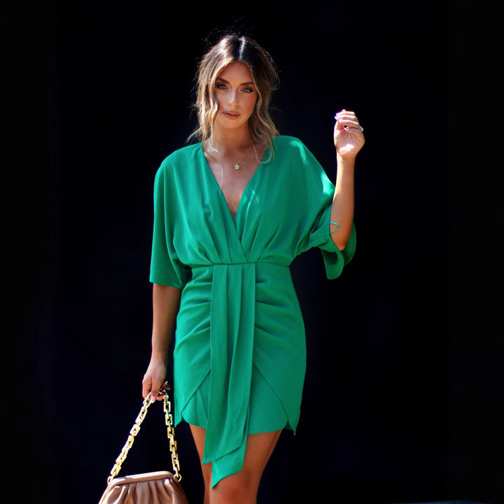 Women's wrap dress with V-neck and voluminous sleeves Lune London