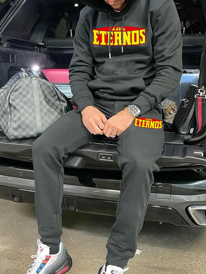 Men's sporty hoodie and jogger pants set with catchy logo Lune London