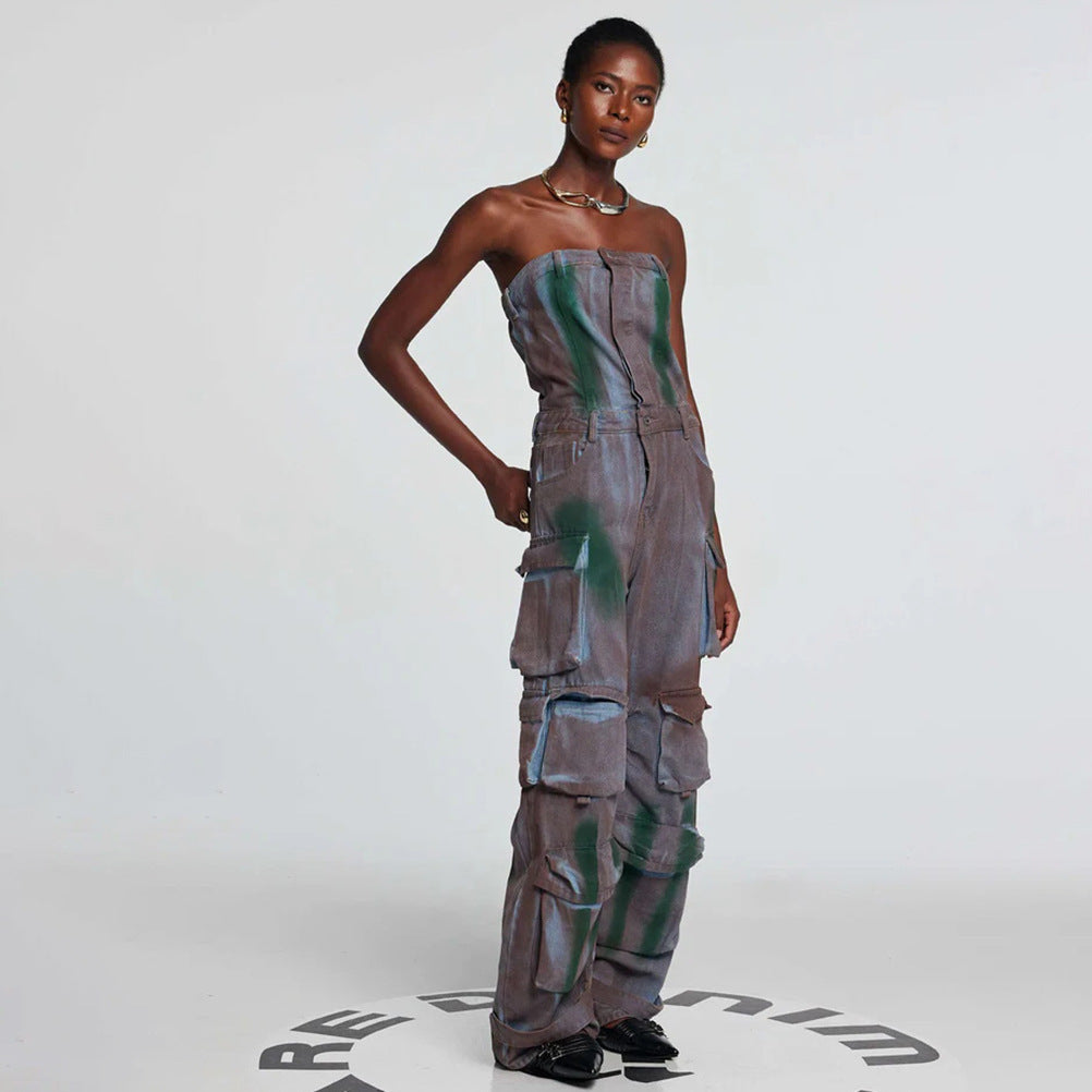 Women's cargo overalls with a versatile pocket design and elastic waist Lune London