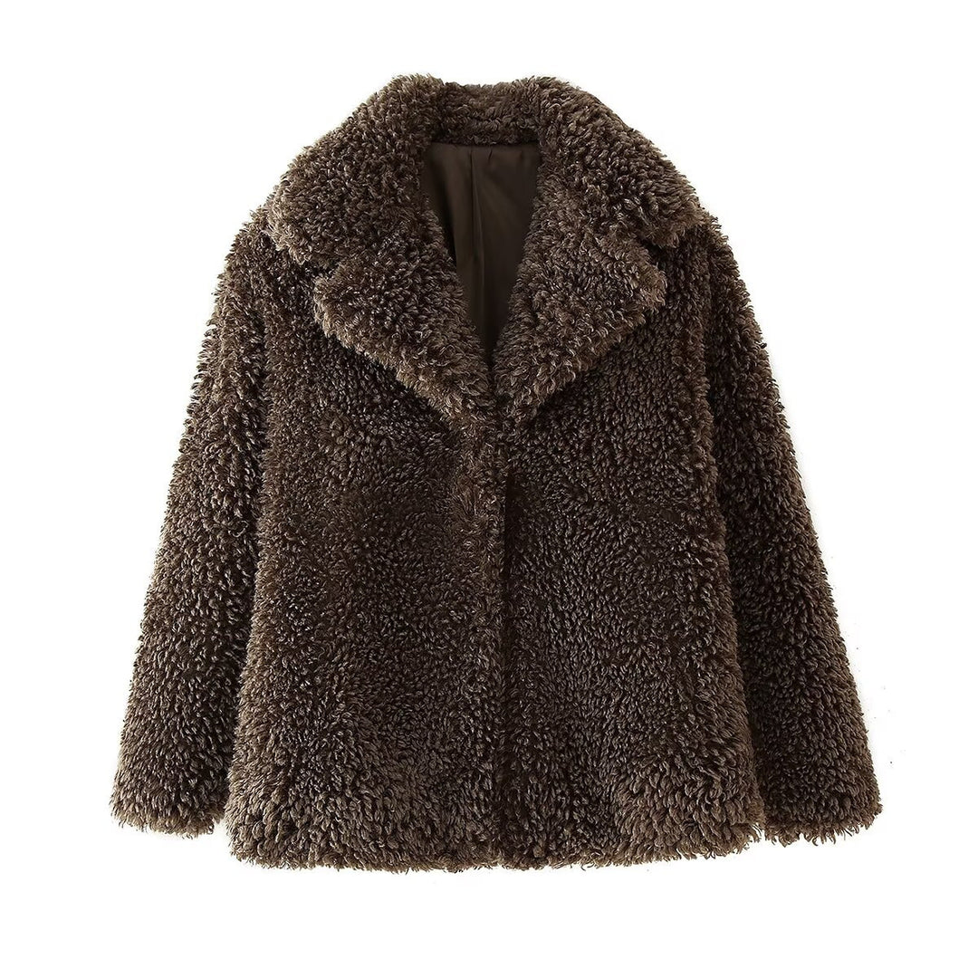 Women’s plush jacket with soft synthetic fur and stylish collar Lune London