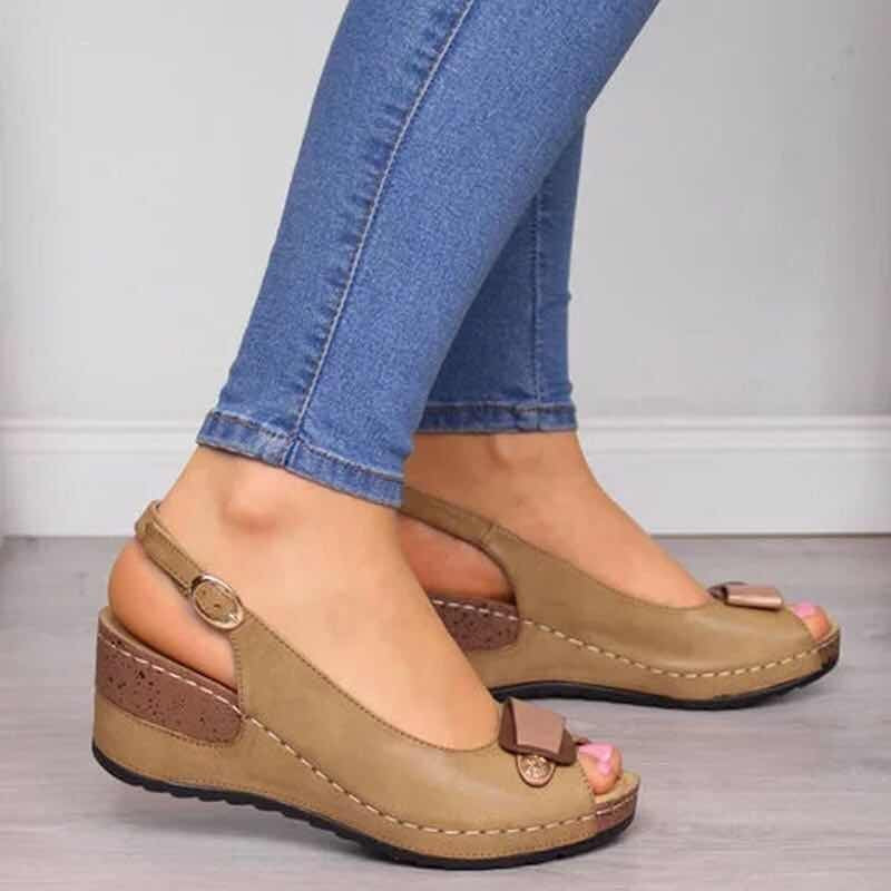 Open back wedge heel sandals for women Lune London