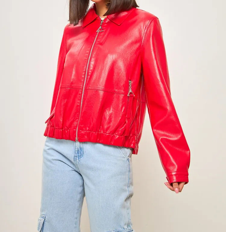 Trendy women's bomber jacket in vegan leather Lune London