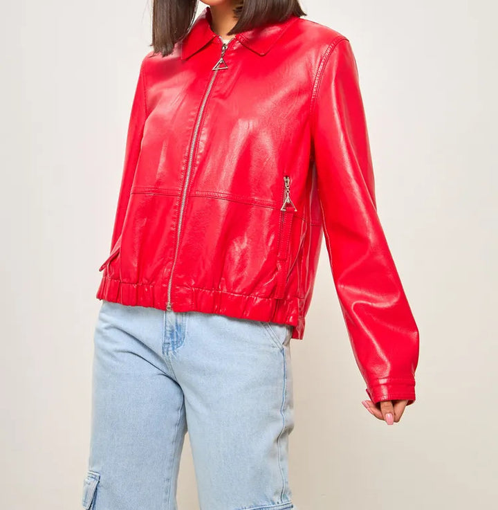 Trendy women's bomber jacket in vegan leather Lune London