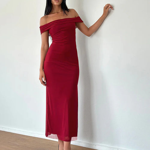 Ladies Off-Shoulder Maxi Dress with Elegant Draping Lune London