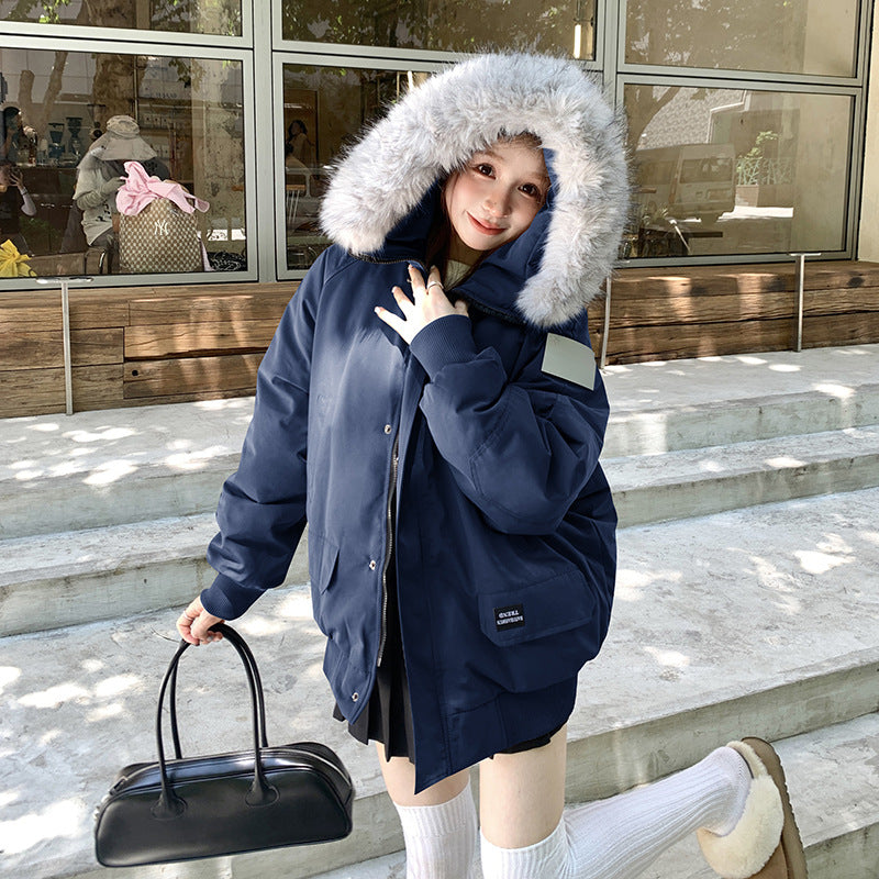 Ladies stylish padded jacket with removable faux fur collar Lune London